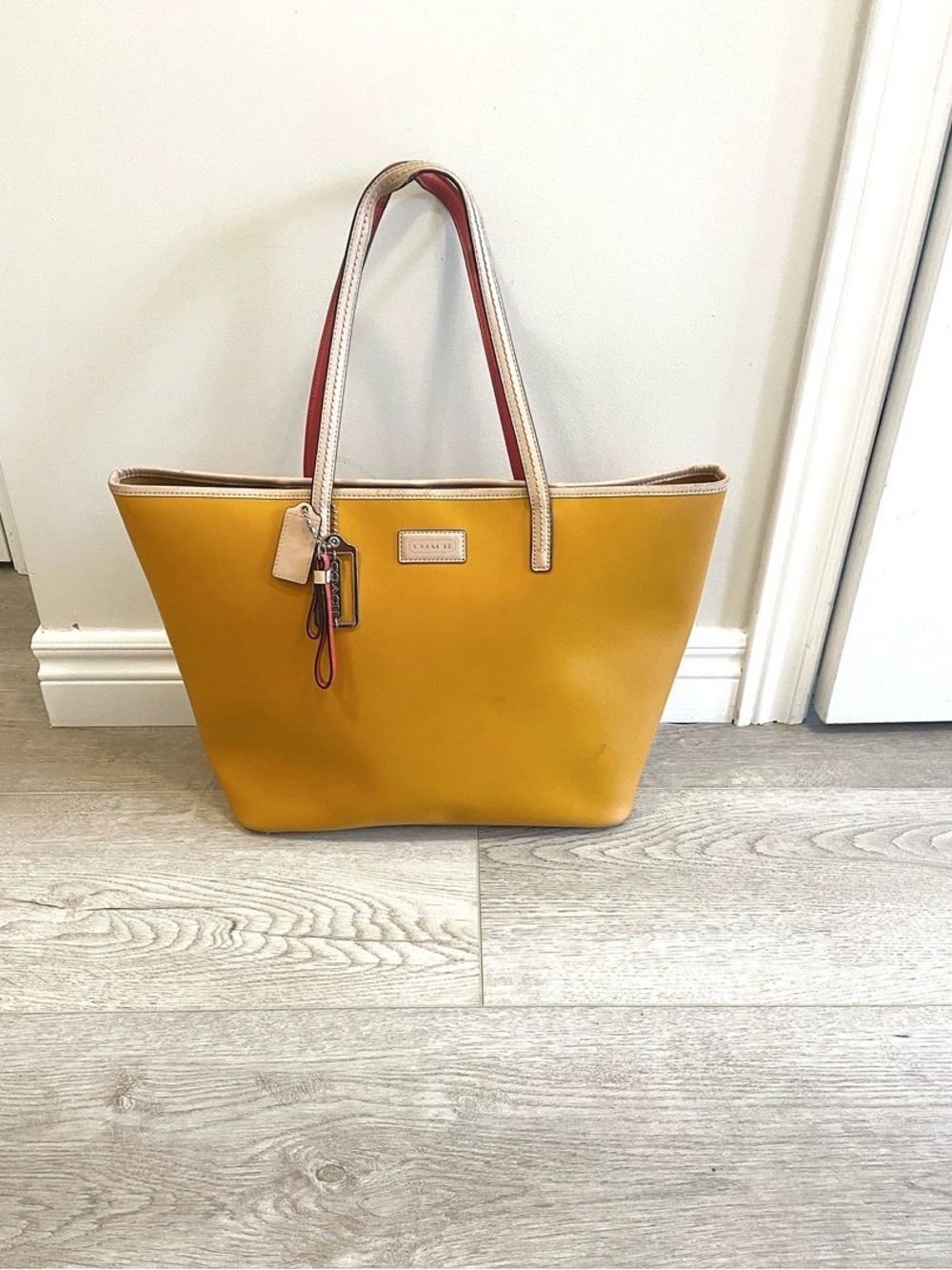 Coach | Yellow Leather Tote with Contrast Handles